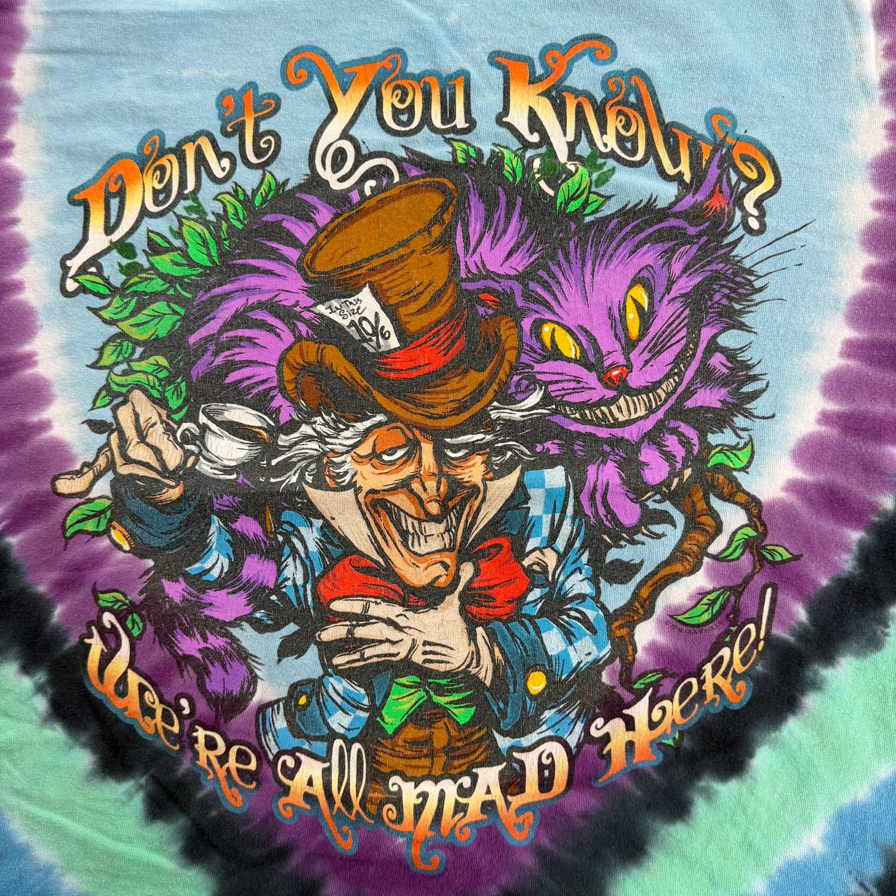 J- '18 Liquid Blue Alice In Wonderland Tie Dye Graphic Tee - XL