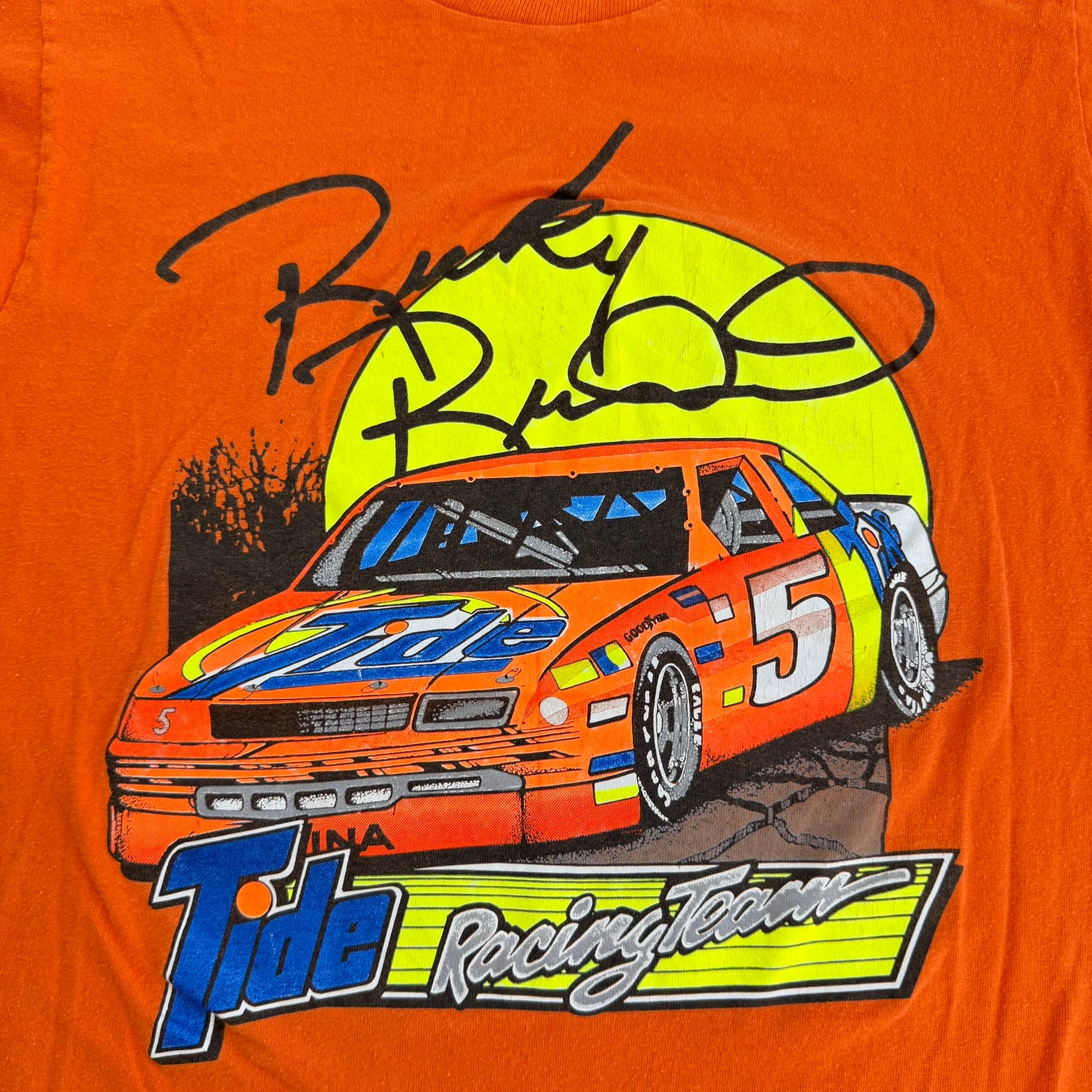 J- Vintage '91 Nascar Ricky Rudd Tide Racing Graphic Made In USA Single Stitch Tee - L (fits M)
