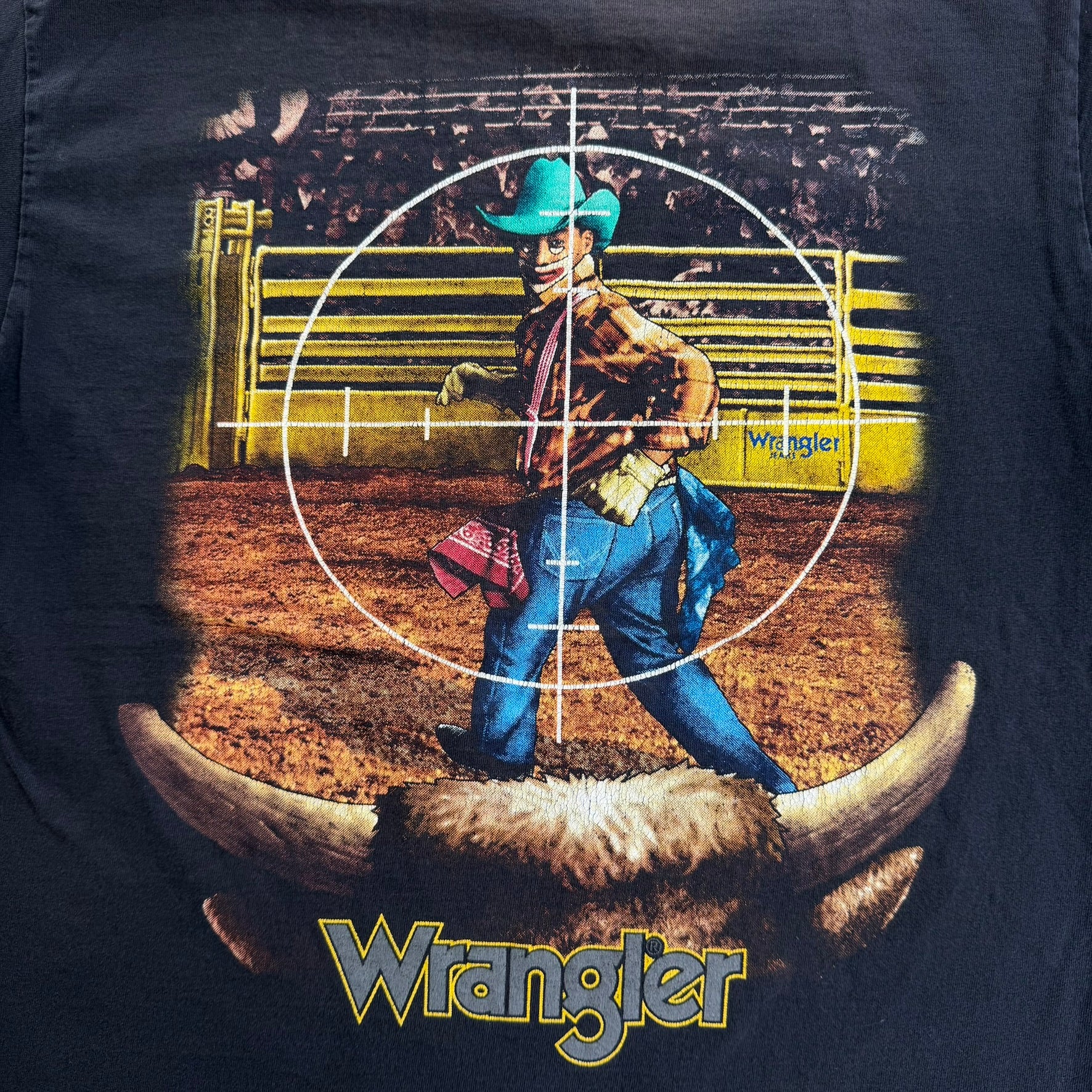 J- Vintage Wrangler Bullseye View Graphic Made In USA Tee - M