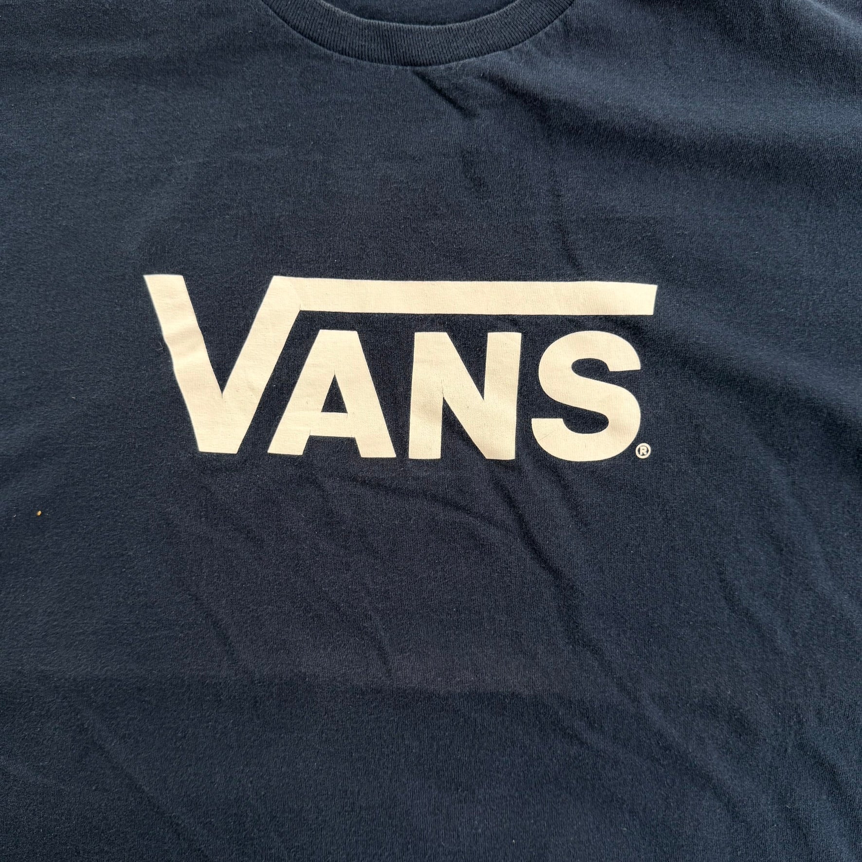 J- Vans Logo Text Navy Tee - L