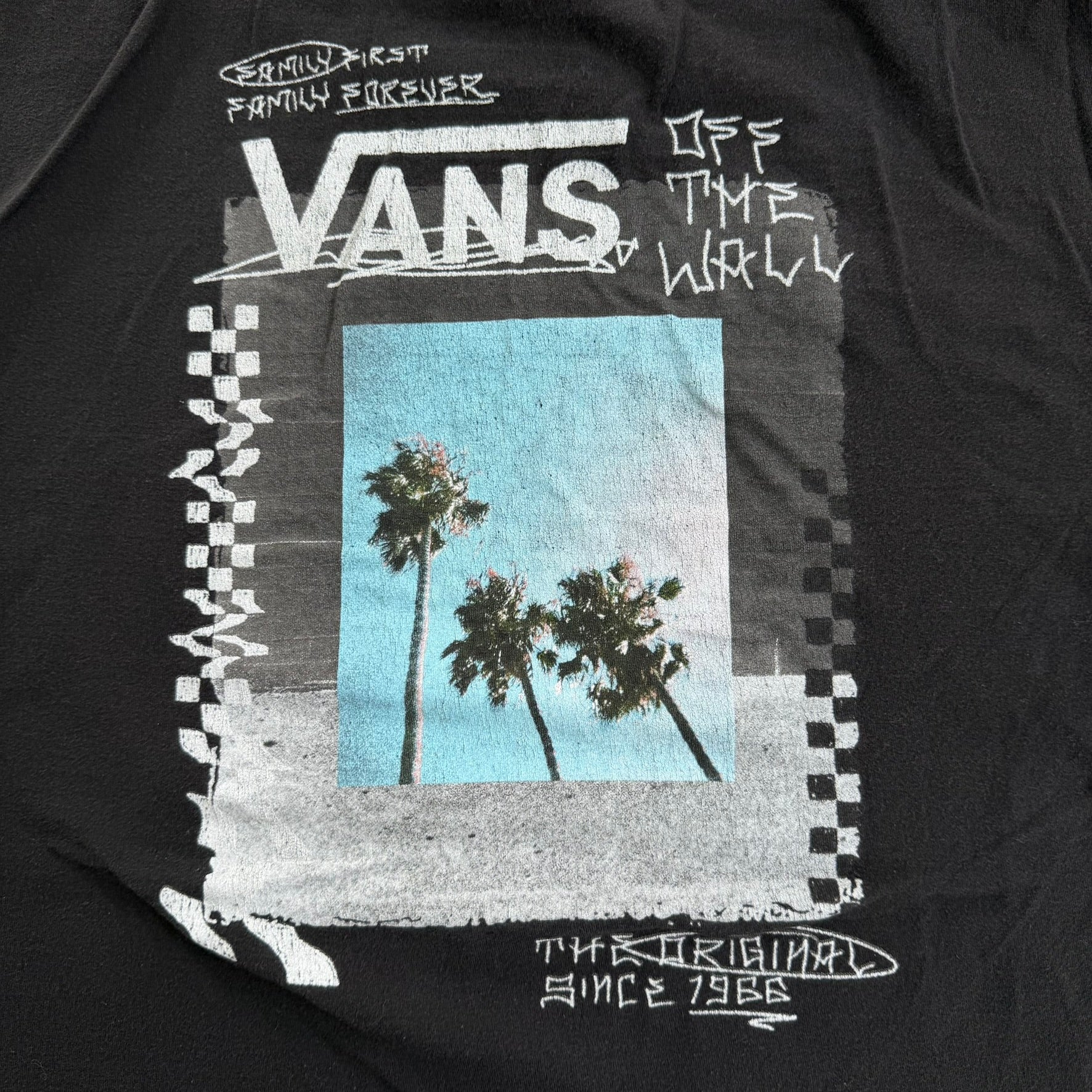 J- Vans Palm Trees Family First Text Tee - L