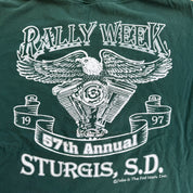 J- Vintage '97 Sturgis 57th Annual Motorcycle Rally Week Made In USA Single Stitch Tee - XL