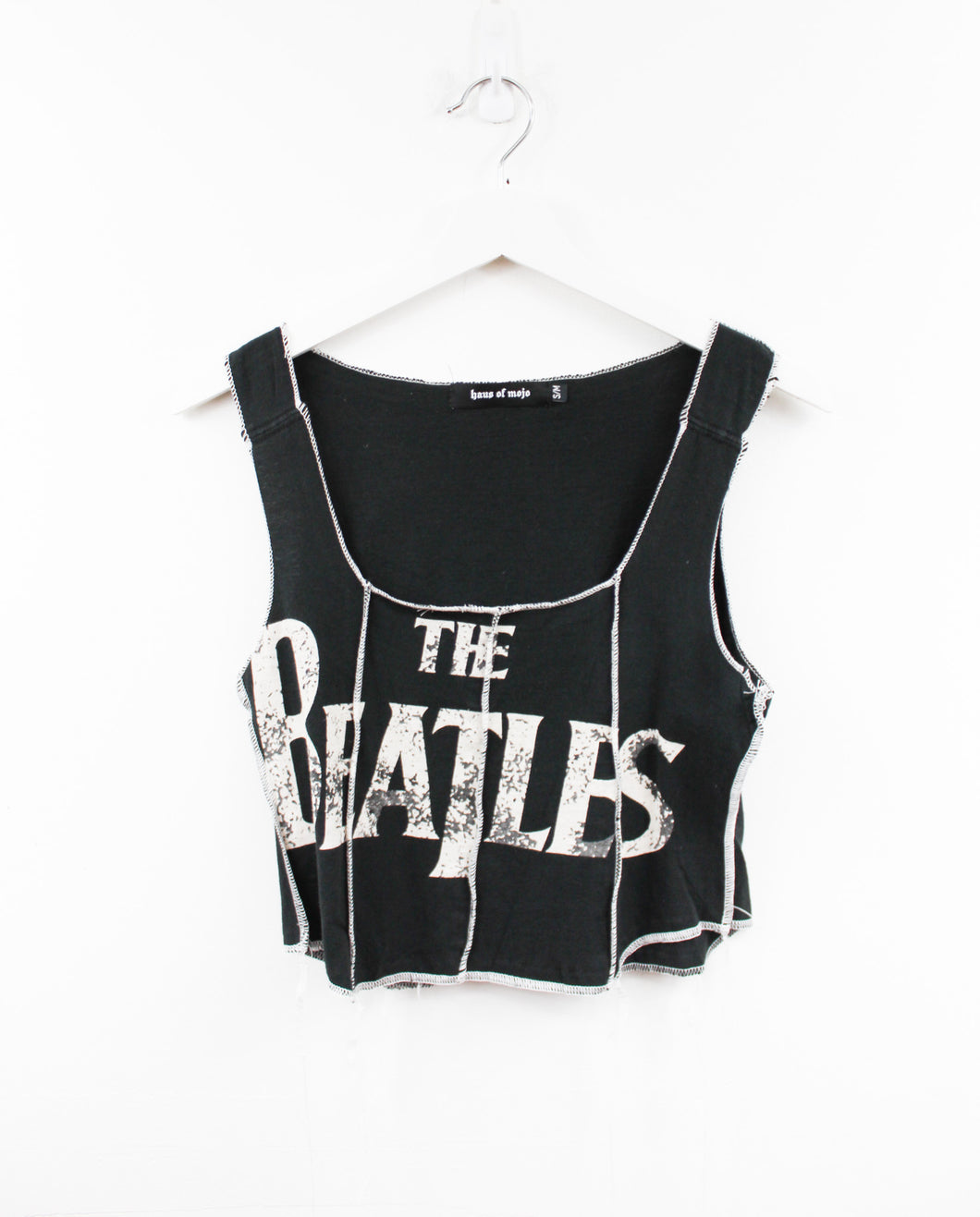 Haus Of Mojo Reworked Vintage Beatles Logo Double Stitch Crop Top