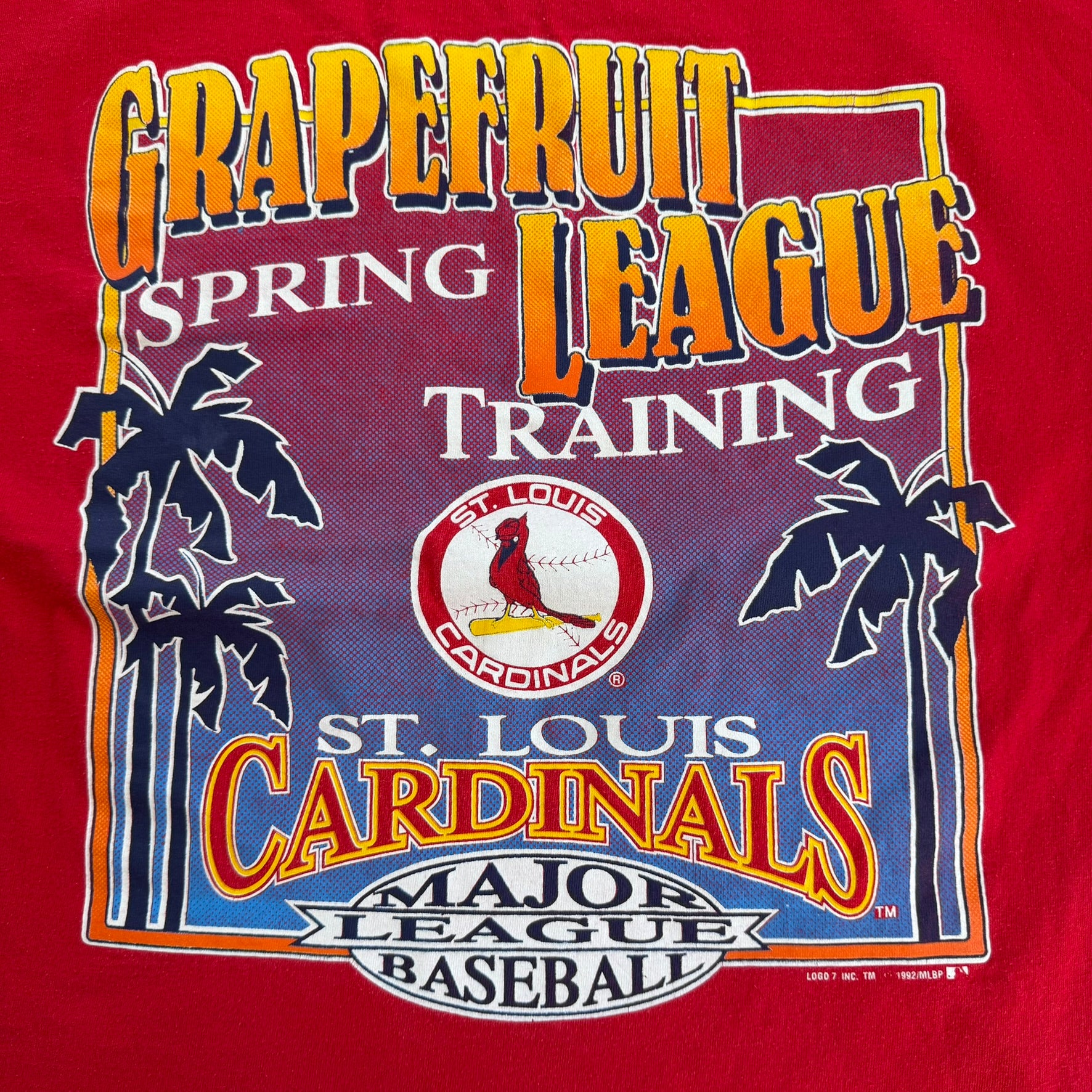 J- Vintage '92 St Louis Cardinals MLB Spring Training Logo 7 Made In USA Single Stitch Tee - XL