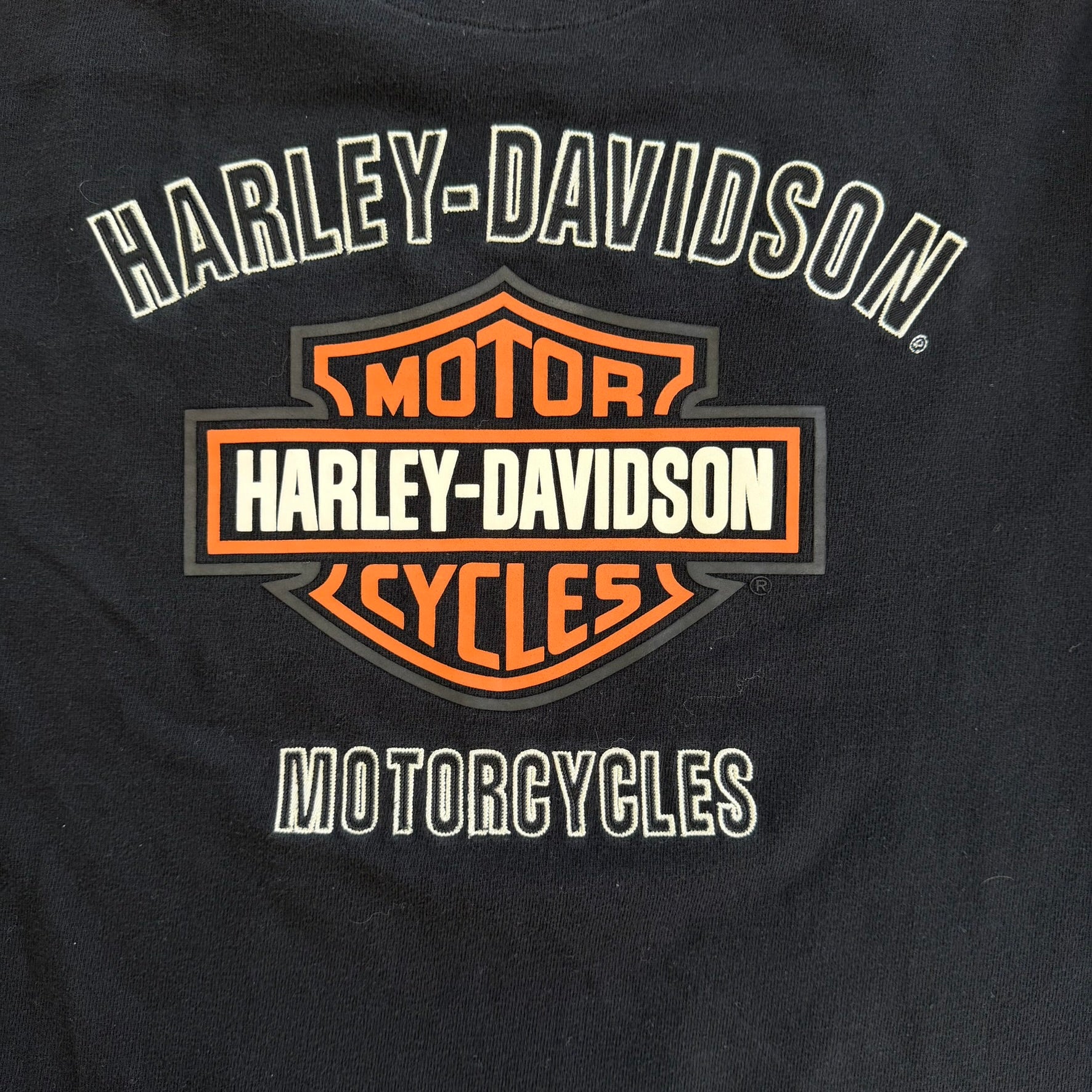 J- Vintage Harley Davidson Embroidered Logo & Text Long Sleeve Tee - XL