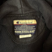 J- Vintage Champion Reverse Weave Session Lager Embroidered Text Hoodie - L