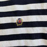 J- Vintage Tommy Hilfiger Embroidered Crest Striped Tee - XL