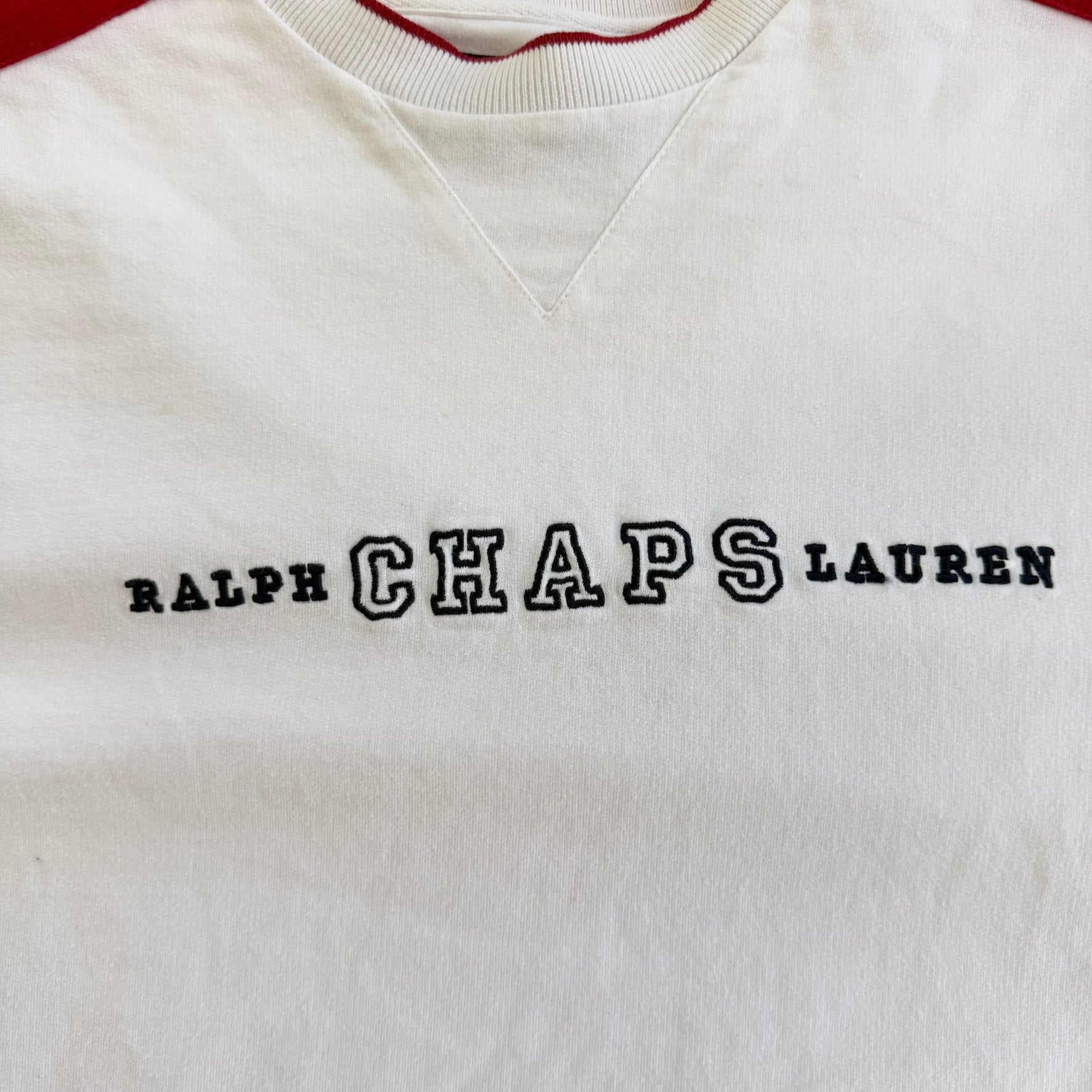 J- Vintage Ralph Lauren Chaps Embroidered Text Tee - XL