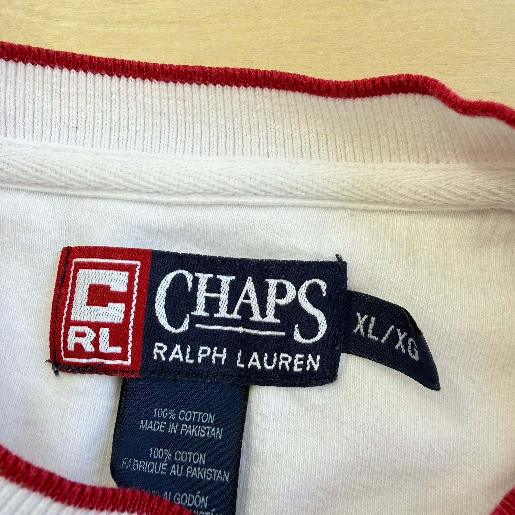 J- Vintage Ralph Lauren Chaps Embroidered Text Tee - XL