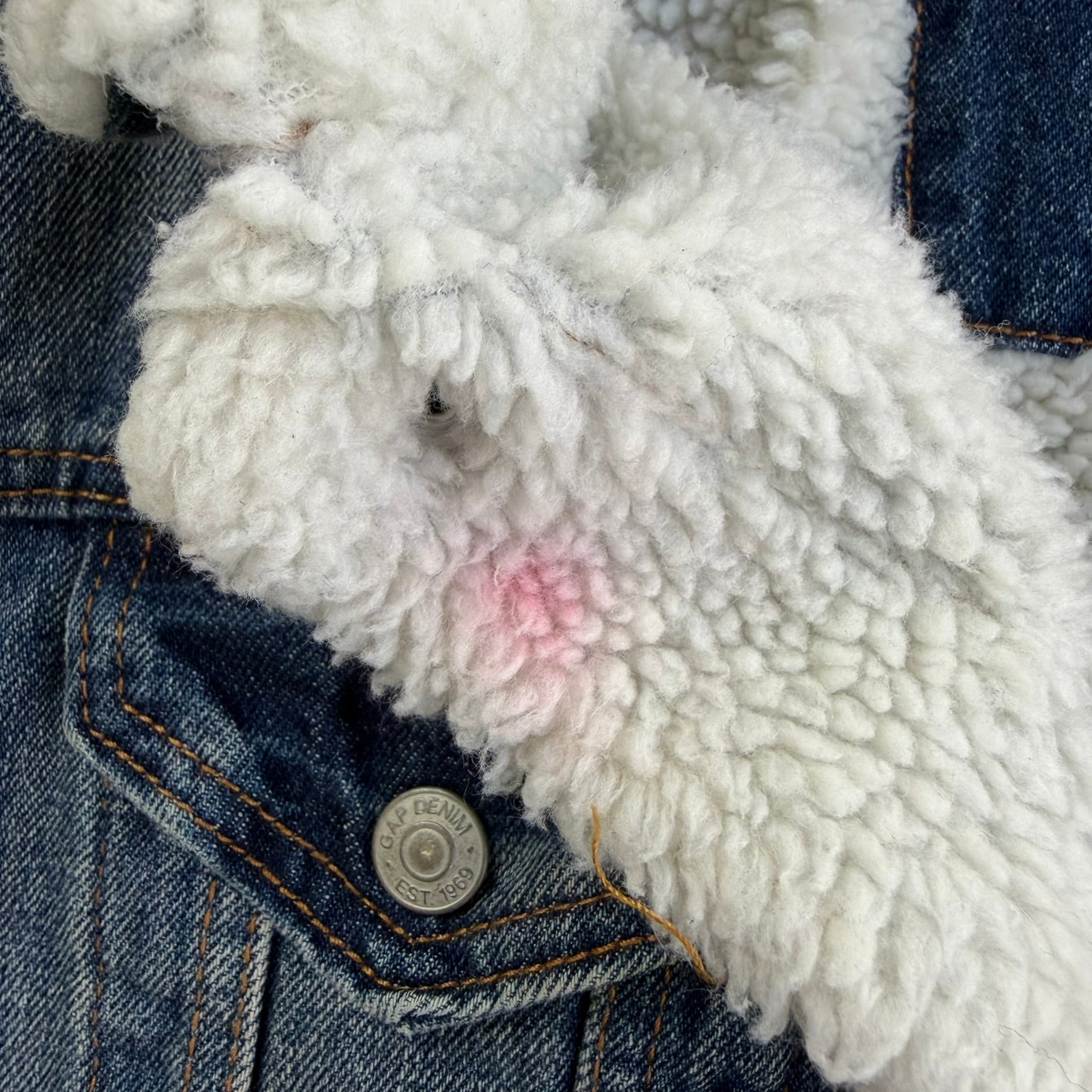 Vintage Gap Denim Sherpa Lined Trucker Denim Jacket - L