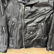 J- Vintage Buffalo Leather Diamond Plate Biker Leather Jacket - L