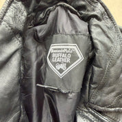 J- Vintage Buffalo Leather Diamond Plate Biker Leather Jacket - L
