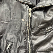 J- Vintage Buffalo Leather Diamond Plate Biker Leather Jacket - L