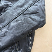 J- Vintage Buffalo Leather Diamond Plate Biker Leather Jacket - L