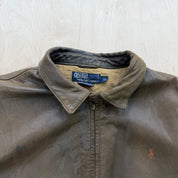 J- Vintage Polo Ralph Lauren Zip Up Leather Jacket - XL