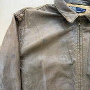 J- Vintage Polo Ralph Lauren Zip Up Leather Jacket - XL