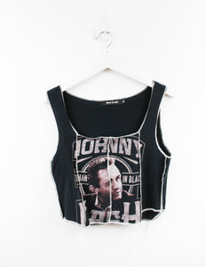Haus Of Mojo Reworked Vintage Johnny Cash Picture Tee Double Stitch Crop Top