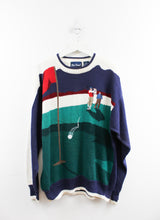 Load image into Gallery viewer, Vintage Golfer &amp; Caddy On Green Knit Sweater
