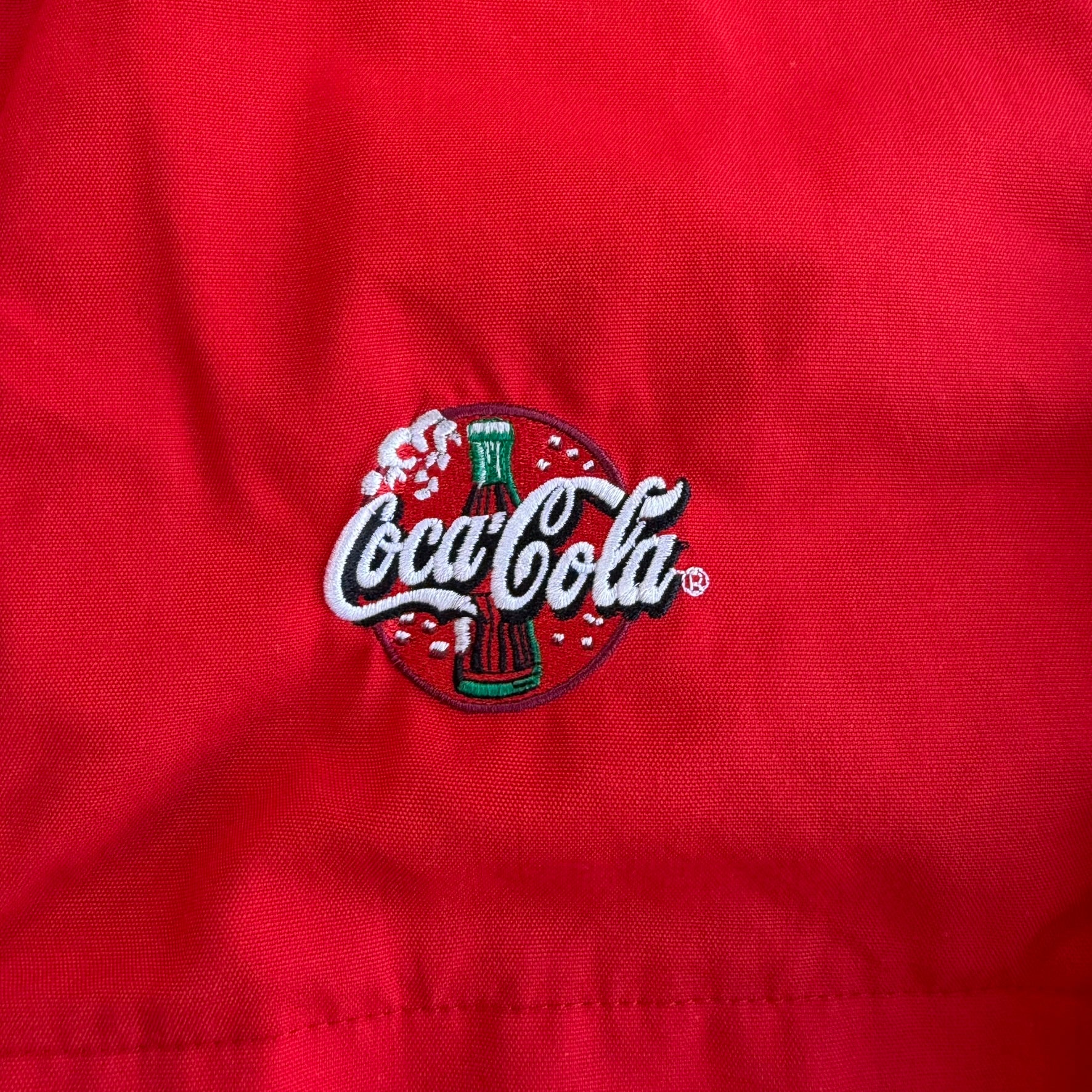 J- Vintage 90s Coca Cola Embroidered Logo Made In USA Zip Up Lightweight Jacket - L
