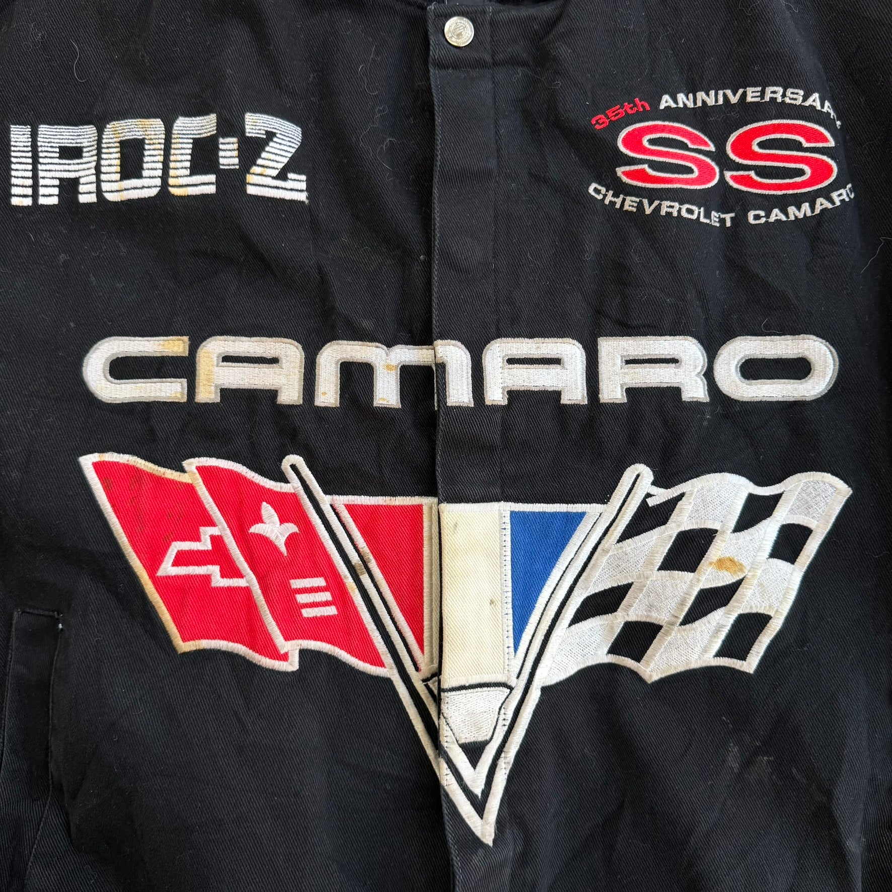 J- Vintage Jeff Hamilton Design Camaro 35th Anniversary Embroidered Racing Jacket - XL