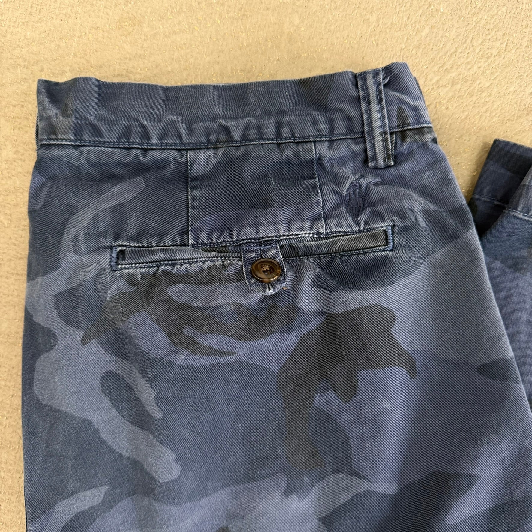 Vintage Polo RL Stretch Straight Fit Blue Camo Chino Pants - 34/32 (Measures 34/29)