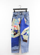 Load image into Gallery viewer, Haus Of Mojo Blue Patches Reworked Levi&#39;s Jeans
