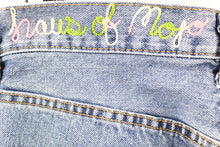 Load image into Gallery viewer, Haus Of Mojo Blue Patches Reworked Levi&#39;s Jeans
