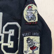 J- Vintage Lucky 13 Embroidered Text & Patches Varsity Jacket - L