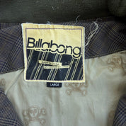 J- Billabong Embroidered Text Zip Up Plaid Lightweight Jacket - L