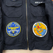 J- Vintage '90-91 US Navy USS Inchon Patches Zip Up Jacket - L