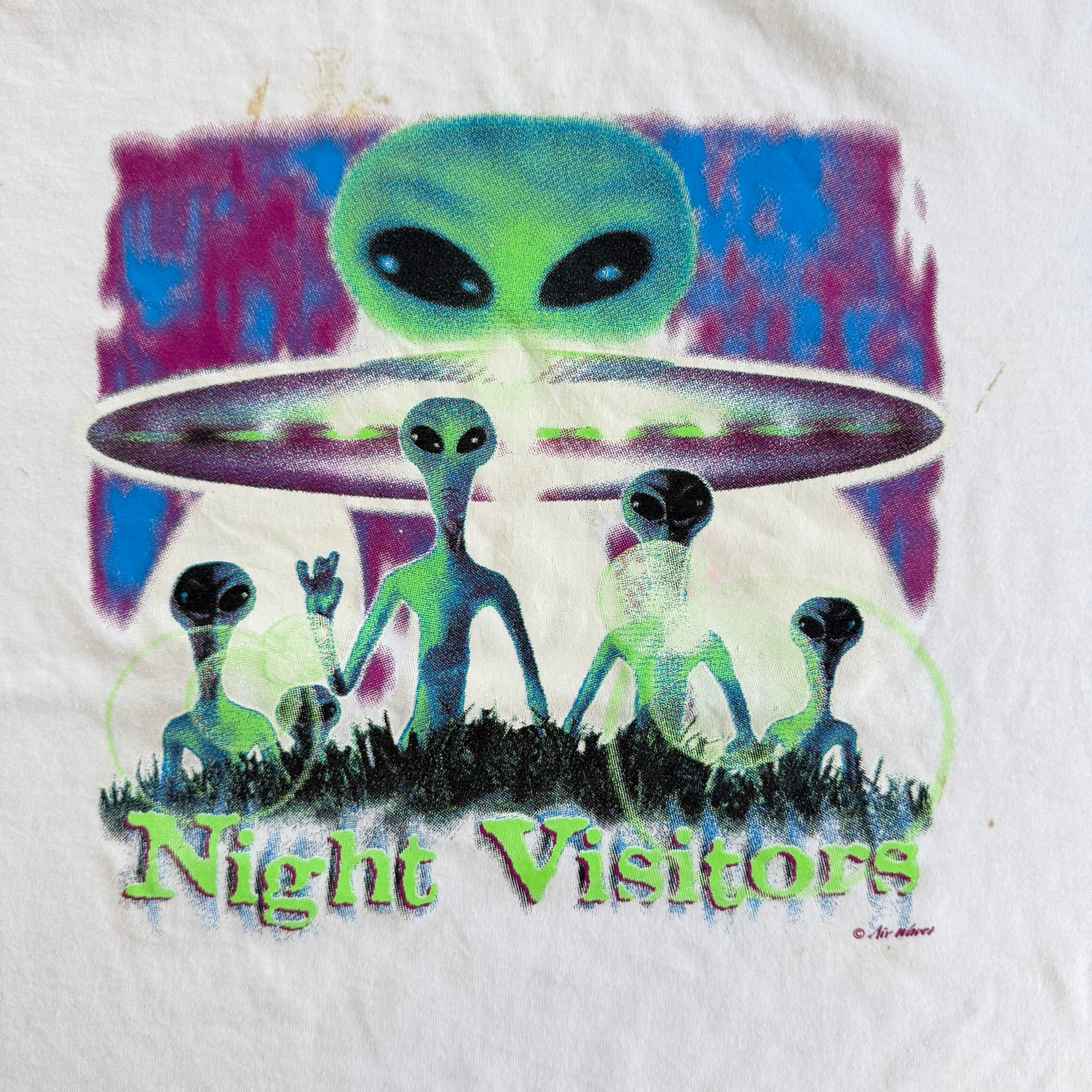 J- Vintage Night Vision Aliens Graphic Single Stitch Tee - XL