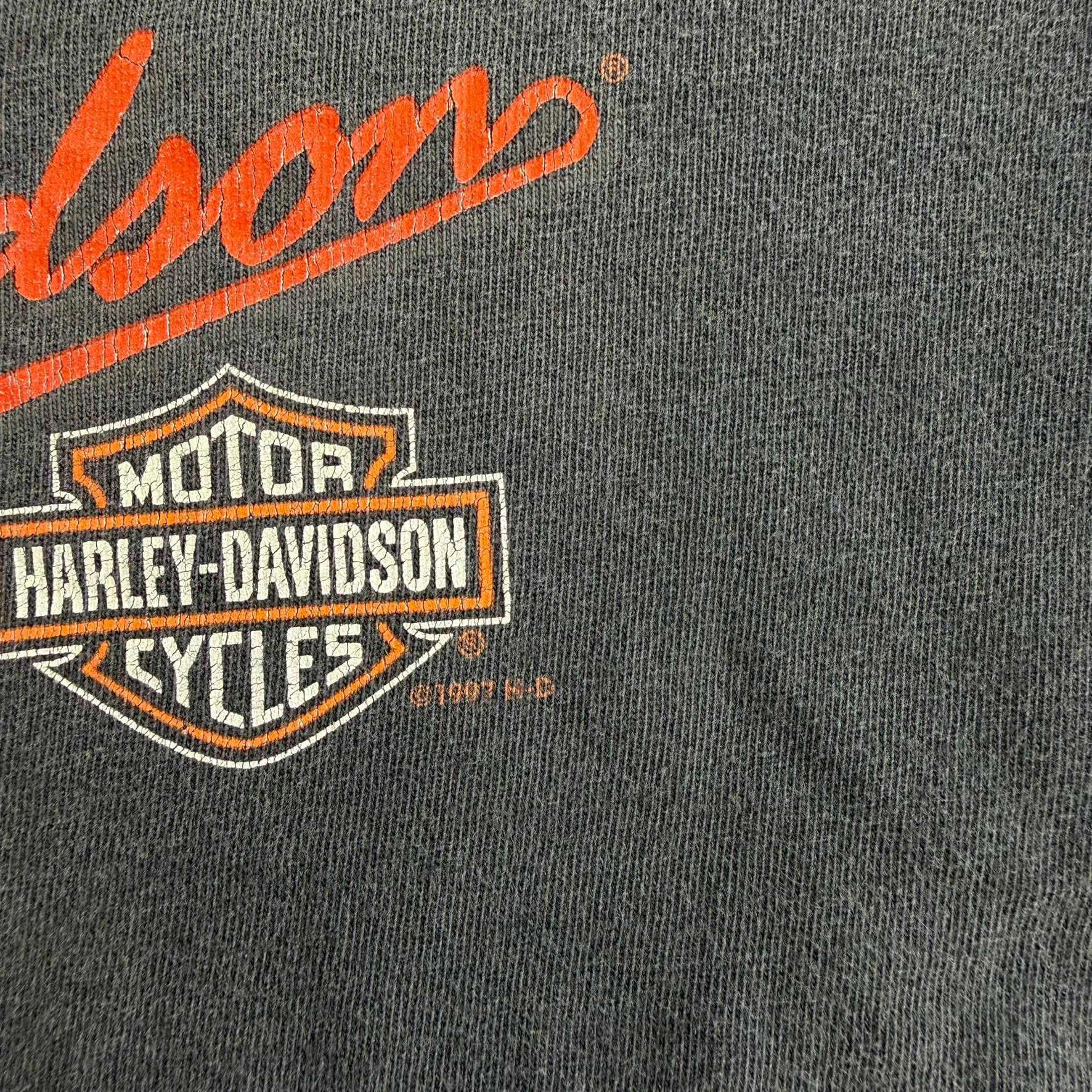 J- Vintage '97 Harley Davidson Bellingham Wa. Map Graphic Made In USA Tee - L