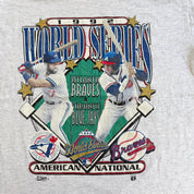 J- Vintage '92 MLB Blue Jays Vs Braves World Series Graphic Single Stitch Tee - L