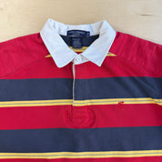 Vintage Daniel Cremieux Navy/Red Striped Long Sleeve Rugby Shirt - XL