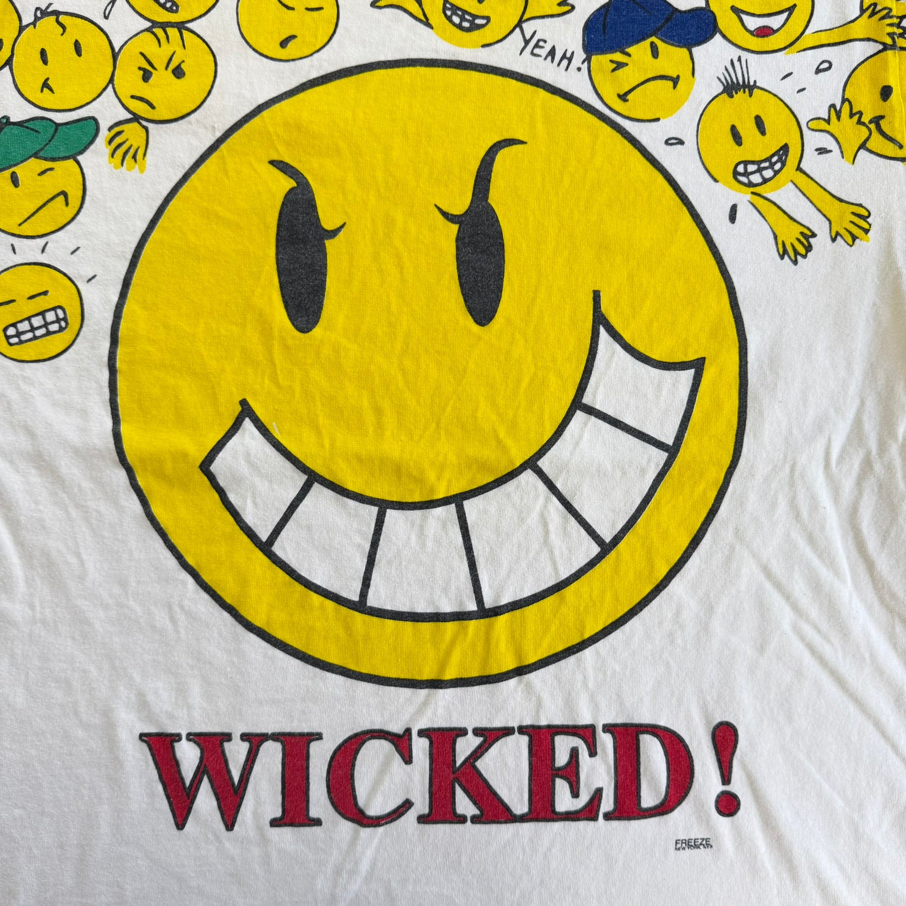 J- Vintage Freeze Wicked Smiley Faces Graphic Made In USA Single Stitch Tee - L