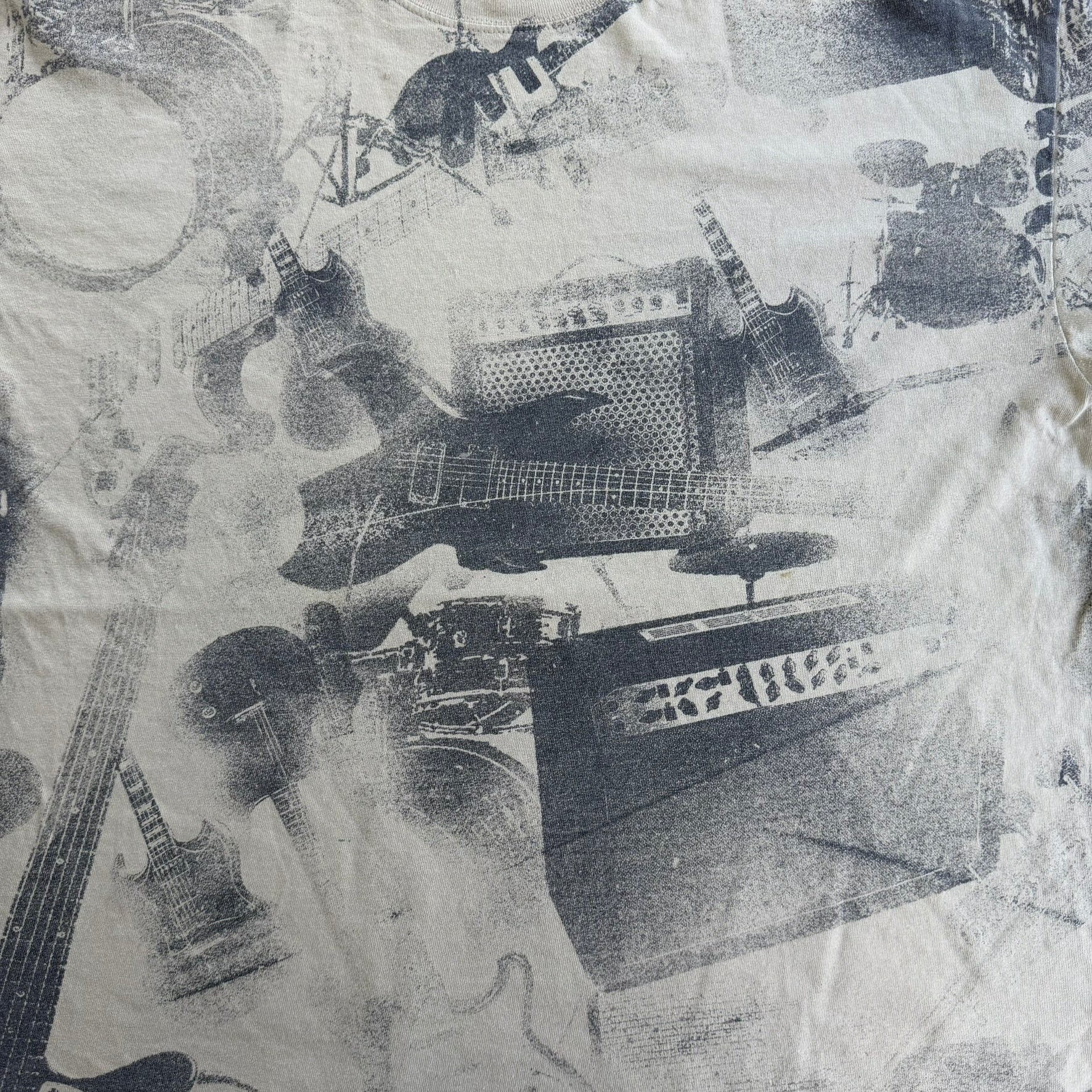 J- Vintage Guitars & Drum Sets All Over Print Graphic Tee - XL