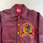 Vintage '76 Hanna Kinsman Hockey Maroon Red Made In Canada Leather Jacket - M/L
