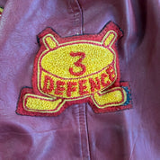 Vintage '76 Hanna Kinsman Hockey Maroon Red Made In Canada Leather Jacket - M/L