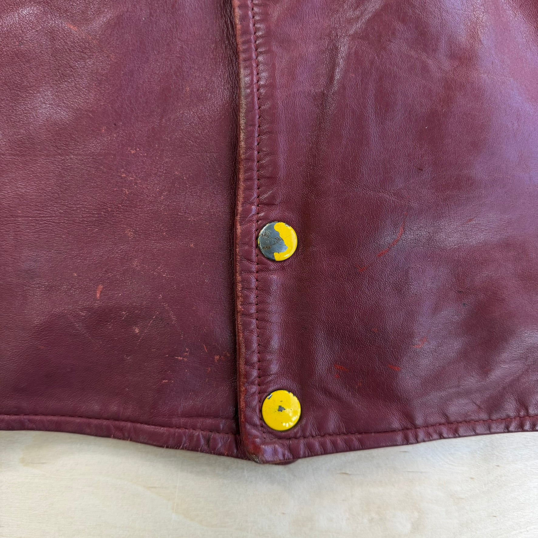 Vintage '76 Hanna Kinsman Hockey Maroon Red Made In Canada Leather Jacket - M/L