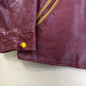 Vintage '76 Hanna Kinsman Hockey Maroon Red Made In Canada Leather Jacket - M/L