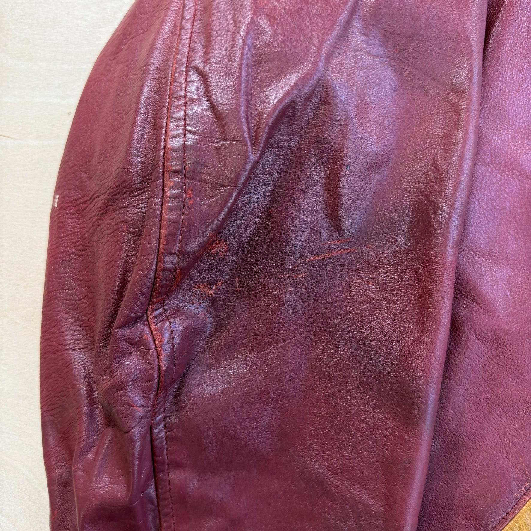 Vintage '76 Hanna Kinsman Hockey Maroon Red Made In Canada Leather Jacket - M/L