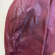 Vintage '76 Hanna Kinsman Hockey Maroon Red Made In Canada Leather Jacket - M/L