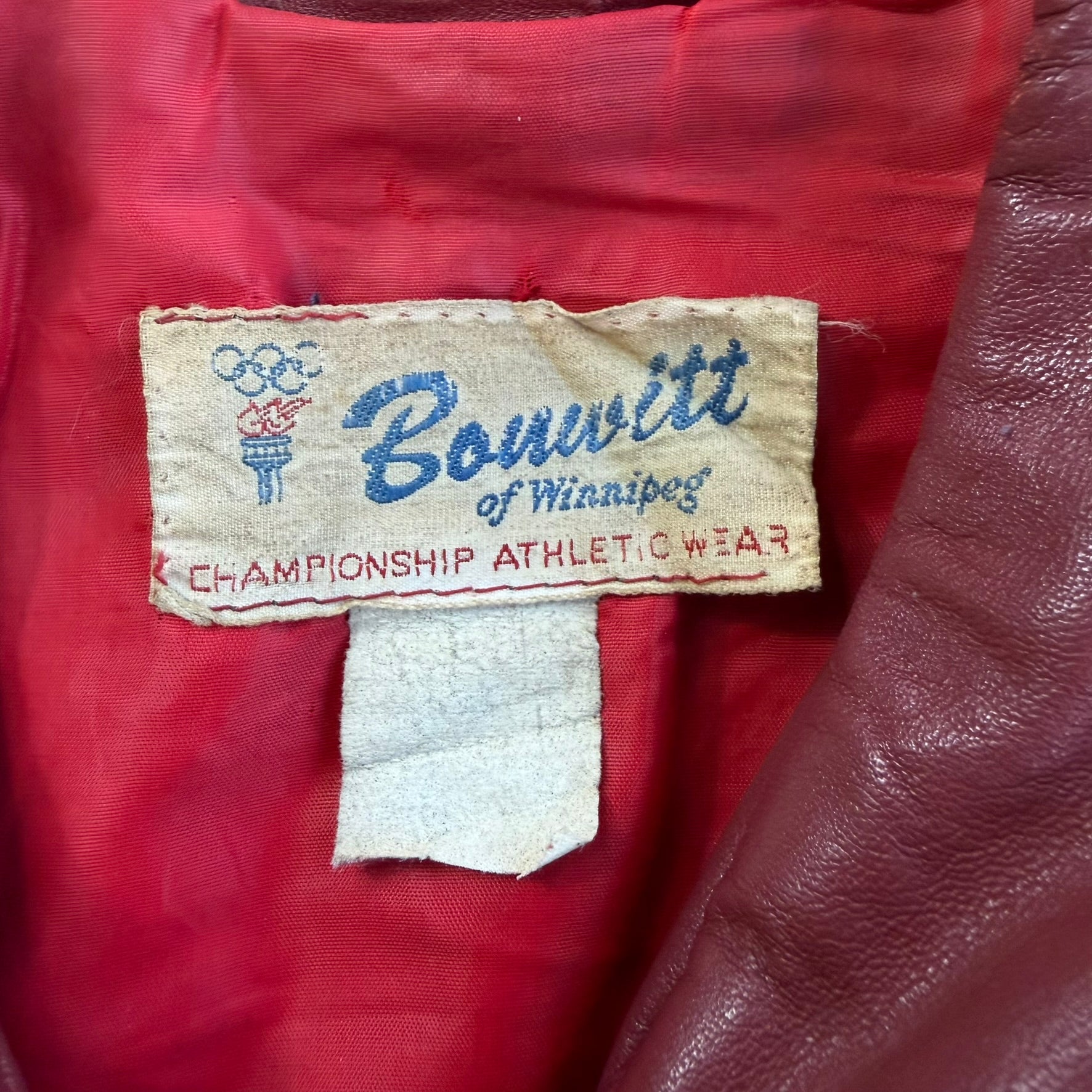 Vintage '76 Hanna Kinsman Hockey Maroon Red Made In Canada Leather Jacket - M/L