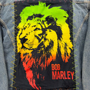J- HOM Bob Marley Lion Graphic Reworked Denim Jacket - 2XL