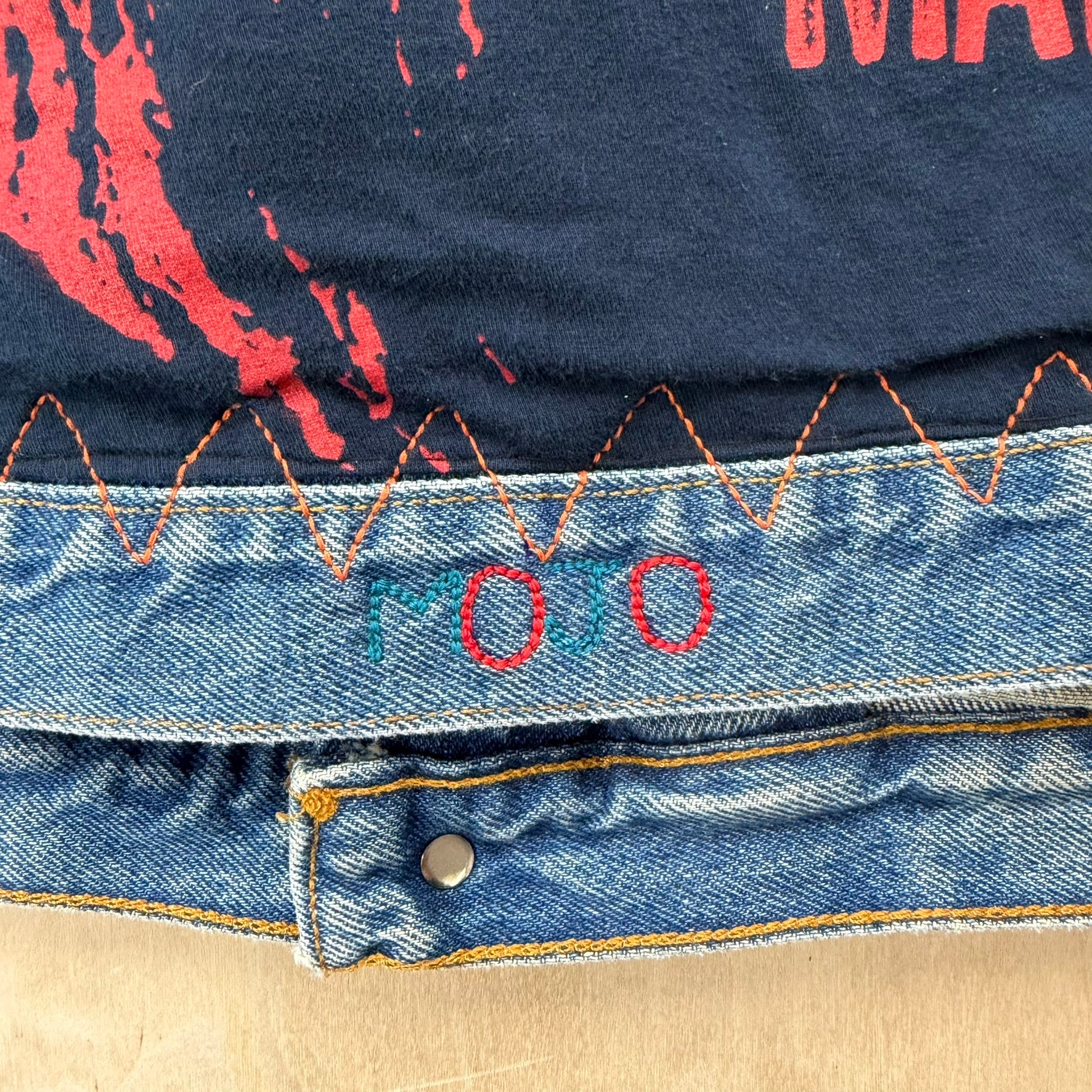 J- HOM Bob Marley Lion Graphic Reworked Denim Jacket - 2XL