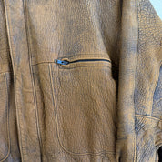 Vintage Brando Brown Zip Up Bomber Leather Jacket - L