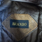 Vintage Brando Brown Zip Up Bomber Leather Jacket - L