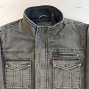 Levi's Olive Green Washed Cotton Quilt Lined Zip Up Field Jacket - M