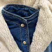 J- Vintage Baby Phat Wmn's Fur Hooded Denim Jacket - L