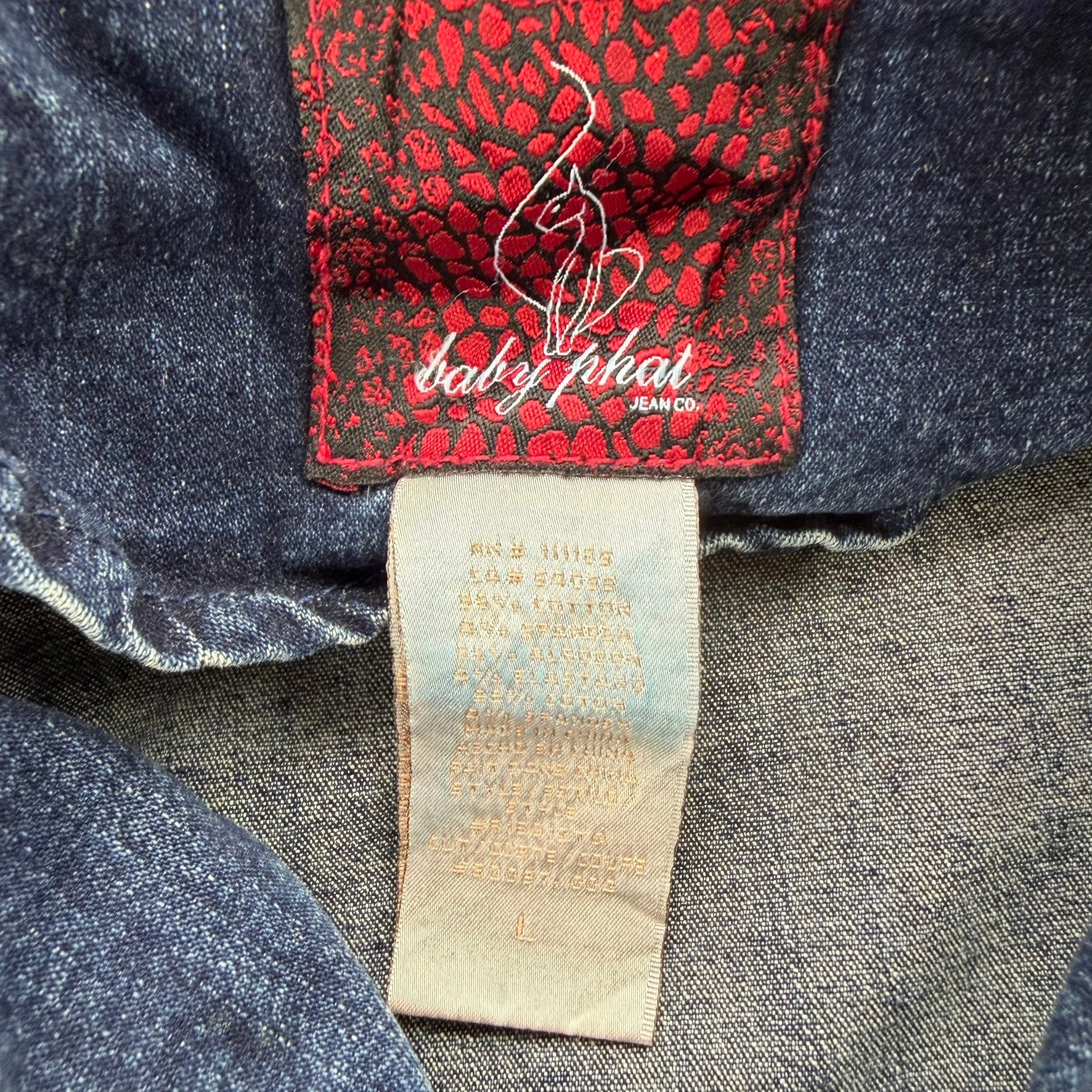 J- Vintage Baby Phat Wmn's Fur Hooded Denim Jacket - L